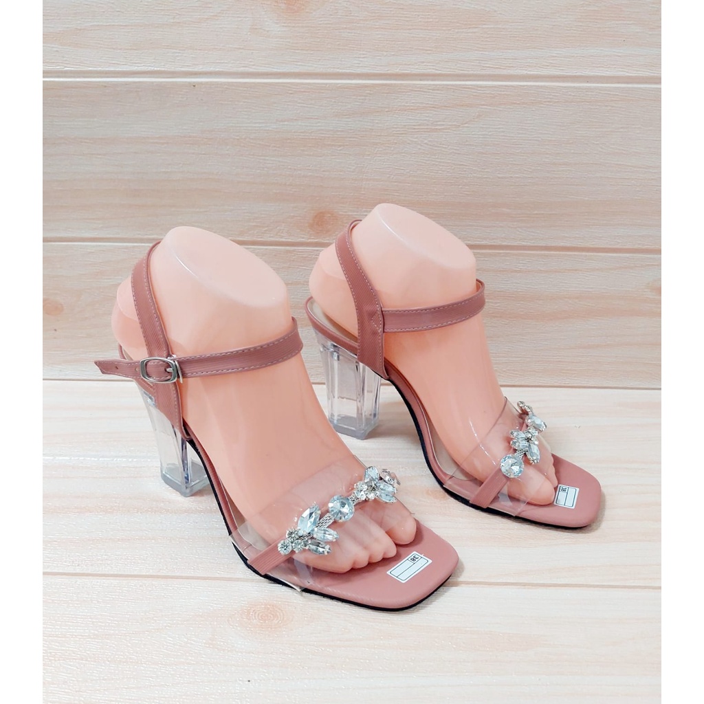 HOT SALE SANDAL PESTA HAK KACA IMPORT TERBARU YD 032