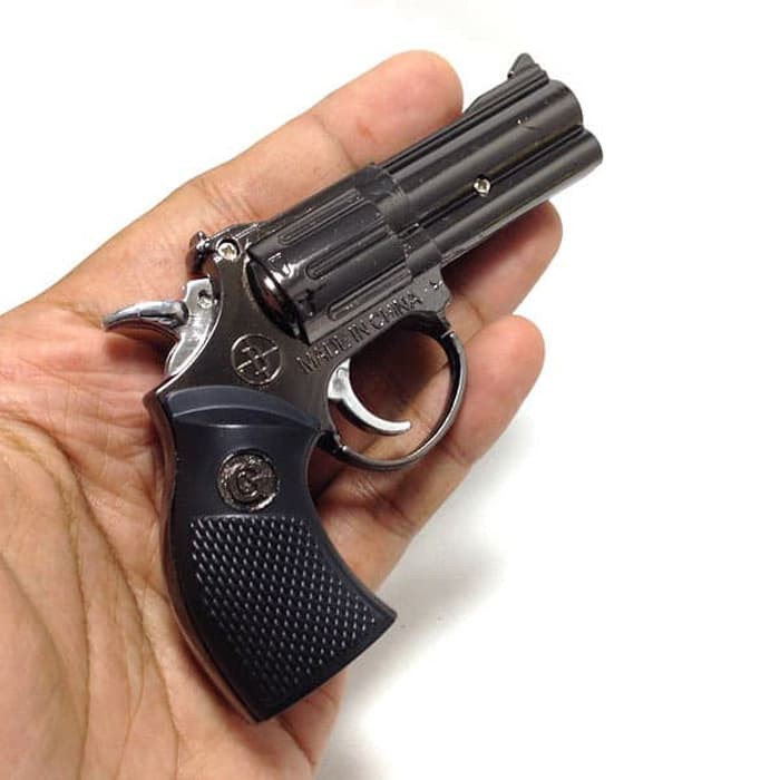 KOREK API PISTOL REVOLVER LASER BLACK MANCIS LAS LIGHTER UNIK