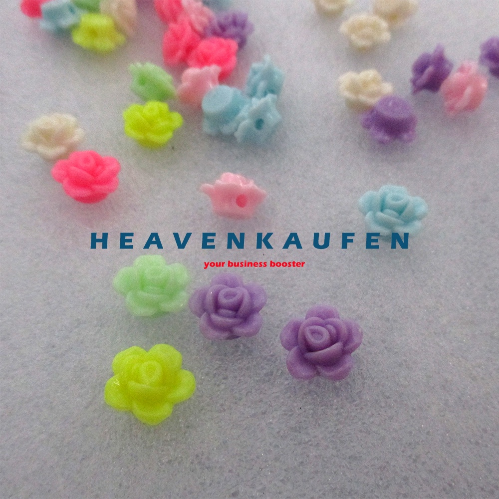 Manik Manik Beads Bunga Mawar Rose Flower Lebar 12 mm Lubang 1,5 mm Mix Warna Per Pack isi 50 Pcs