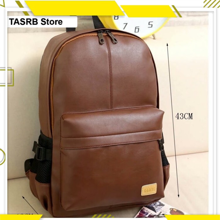 TASRB - Tas Ransel Anak Laki- laki Kulit Unisex - Tas Simple Polos Elegant Tas Sekolah Anak Hitam