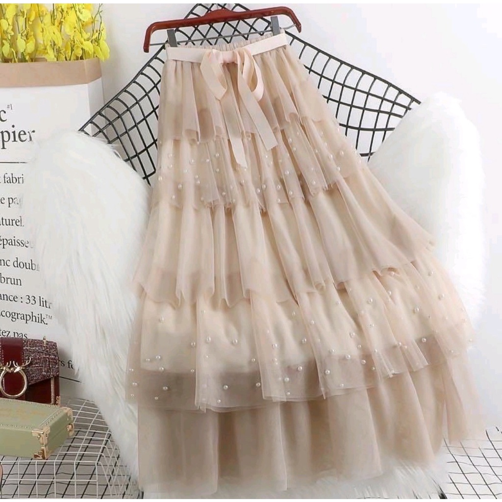 Rok Tutu Import Susun Tingkat Mutiara / rok tutu susun tingkat mutiara import premium / tutu maxi sk