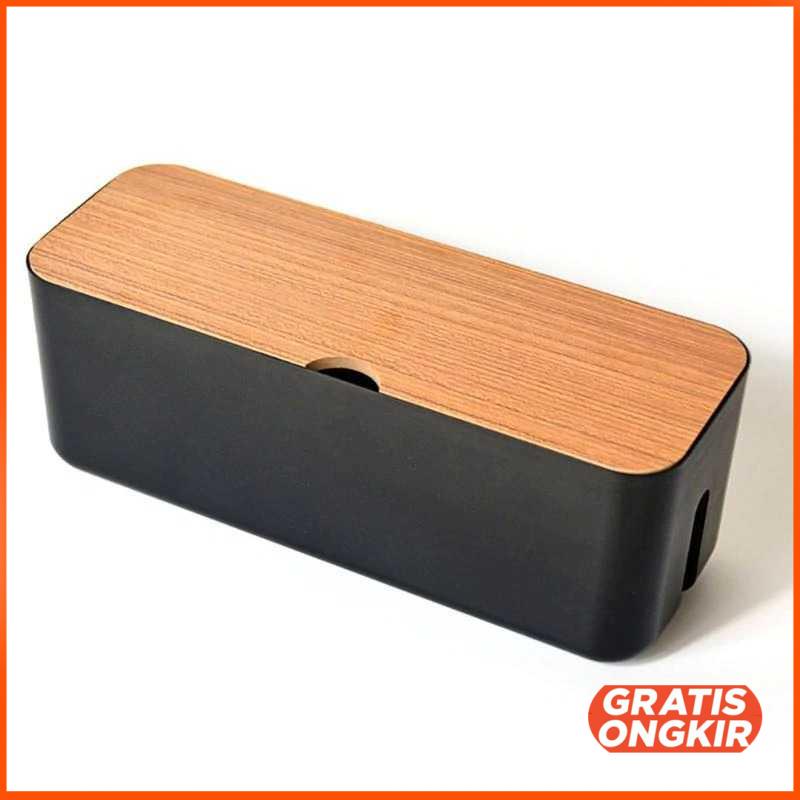 Kotak Kayu Organizer Manajemen Kabel Charger FT 100