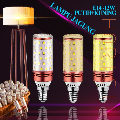 12W E27 E14 3 WARNA LAMPU BOLA LAMPU HIAS LED BULB PUTIH LAMPU JAGUNG  BIRU GUNING PINK