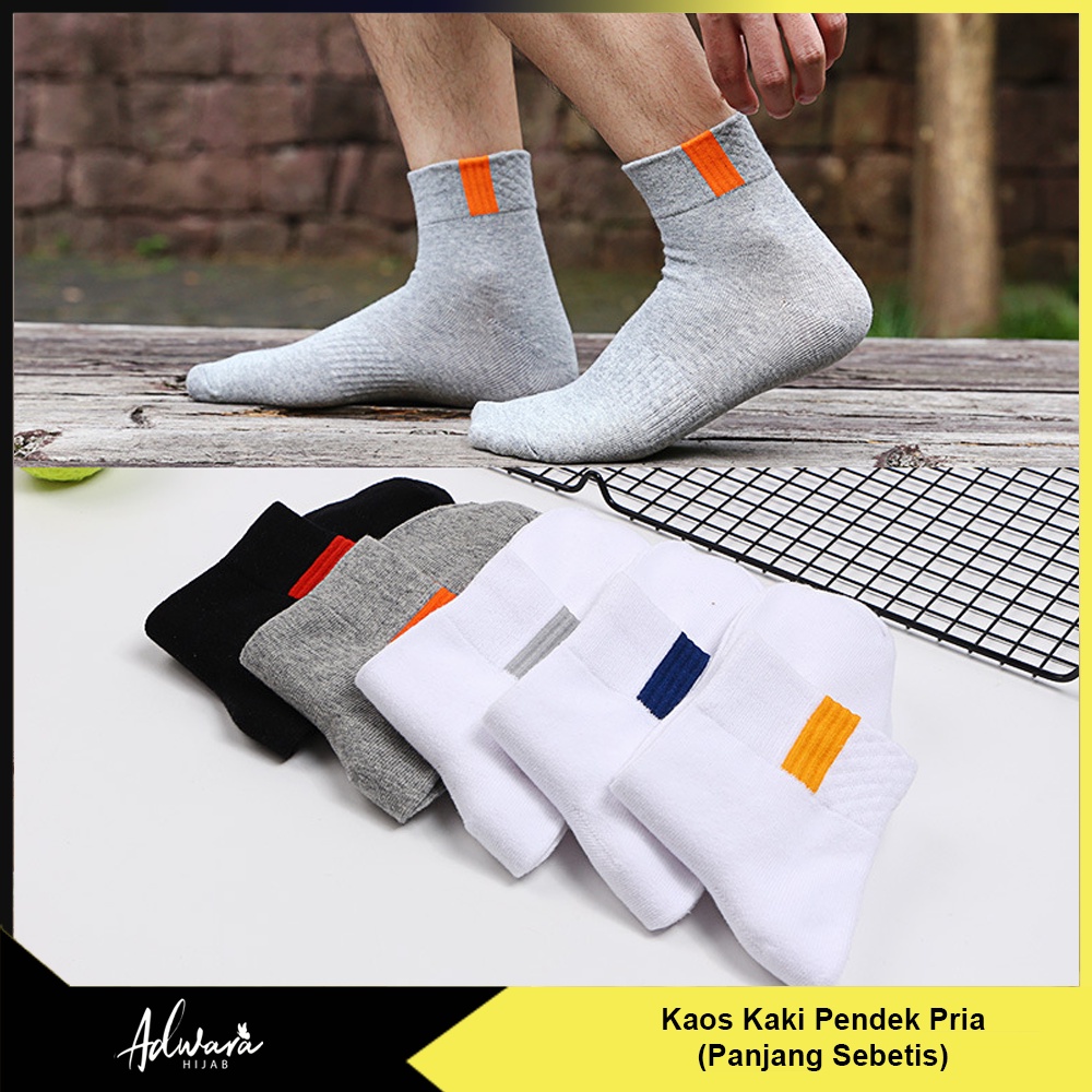 Kaos Kaki Pria Pendek Sebetis Motif Garis Warna Polos Untuk Pergi Kuliah Kantor