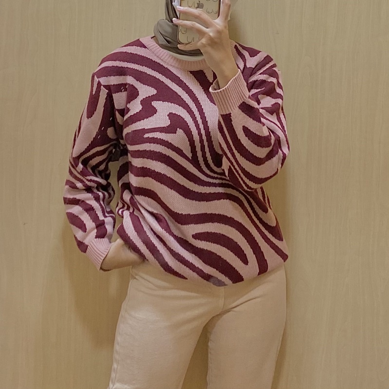 ZEBRA KNIT SWEATER RAJUT MOTIF ZEBRA KNITWEAR