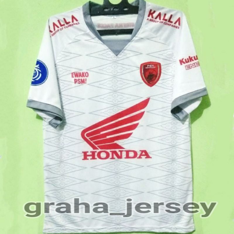 Jersey PSM Makassar Away 2021 - 2022 BRI Liga 1 Putih Printing Terbaru Lokal