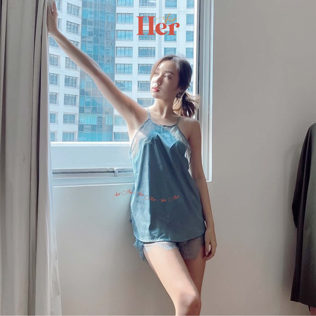 LR05 Lingerie Sexy Satin Set Atasan dan Celana Lingerie Silk Set Cami Baju Tidur Seksi All Size 2 in 1 Sleep Wear-6