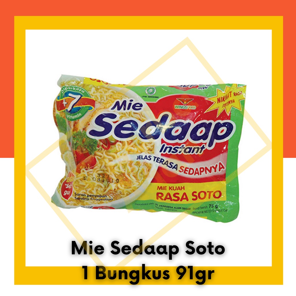 Mie Sedaap Kuah Soto Mie Instan 1 bungkus pcs 91gr Sedap