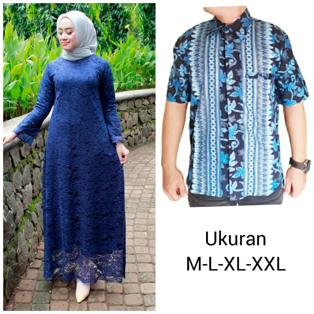 couple gamis brukat/coulple brukar gamis navy/kebya terlaris/couple murah/baju keluarga/gamis seraga