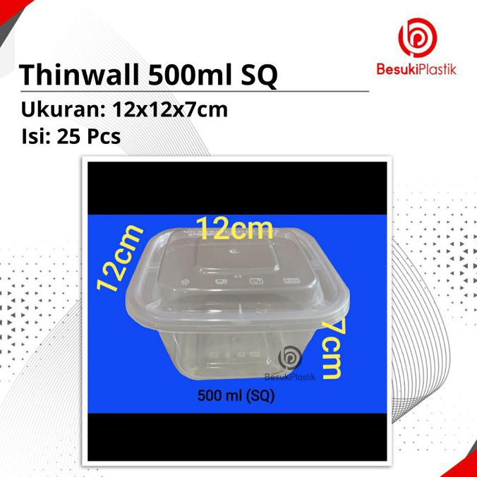 Kualitas Terbaik] Thinwall 500Ml Sq / Thinwall 500Ml Kotak Persegi /Kotak Thinwall 500Ml