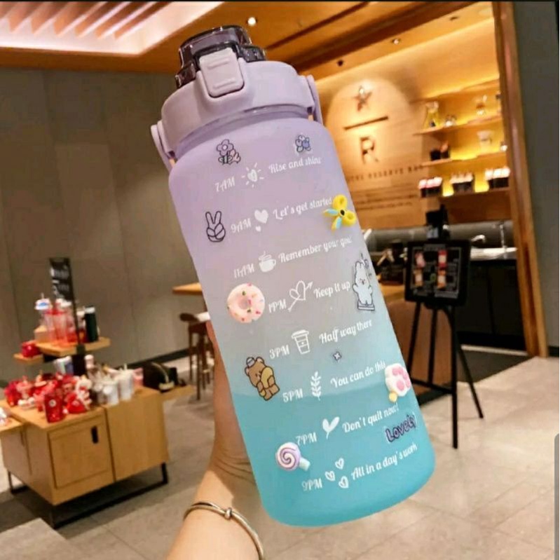 [Gumayolshop26], Botol Minum 2 Liter - Botol Minum Viral - Botol Minum Pelangi Botol Motivasi