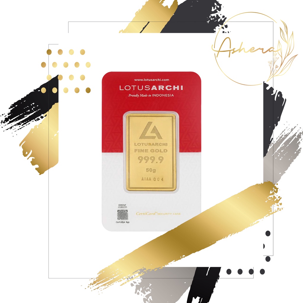 AsheraGold Lotus Archi Merah Putih 50 dan 100 gram Certieye LM LA Emas Logam Mulia
