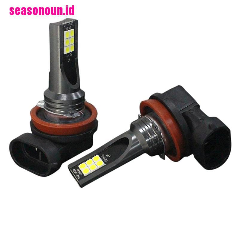 (seasonoun) 1pc Lampu Kabut LED H8 / H9 H11 3030 12SMD 12V 6000K Untuk Mobil