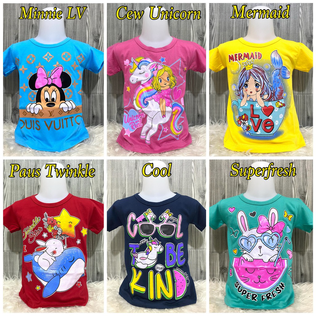 Kaos Anak Perempuan / Atasan Anak Cewek Sablon 1-10 Tahun Part 1