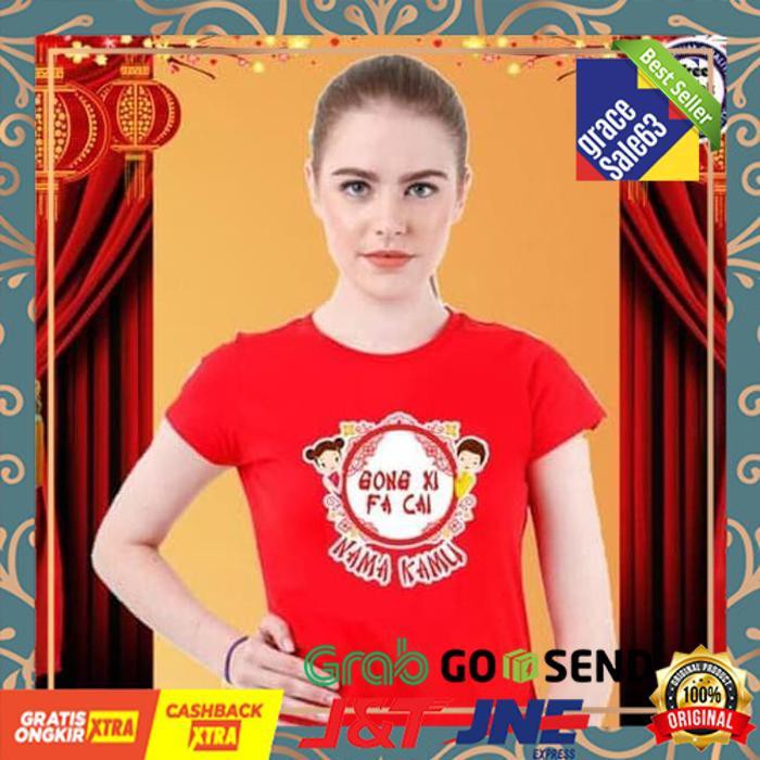 Baju Kaos Warna Dewasa Pria/Wanita/Unisex Design Imlek Umum - Merah Muda, M