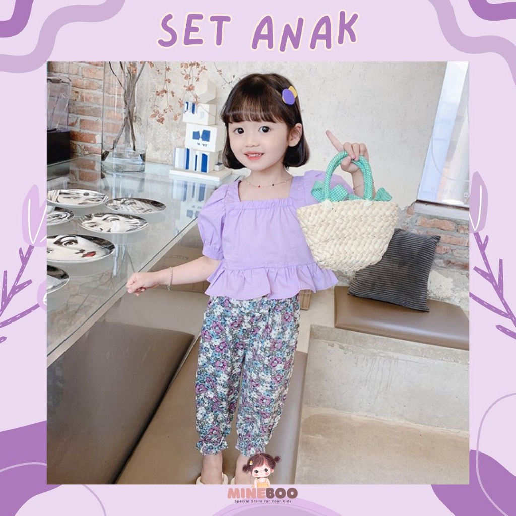 mineboo SET CLANSY POP EBV Baju Setelan Anak Perempuan Import Berkualitas