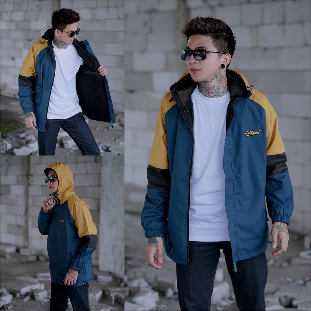 Jaket Parasut 3D Pria Wanita Waterproof Windbreaker Original Distro The Bojiel-Kuning-Hitam-Petro