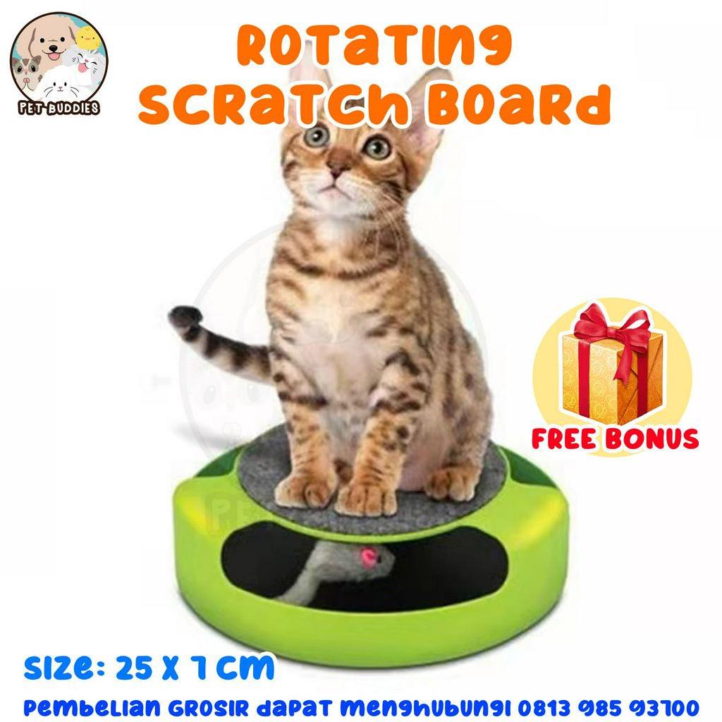 Rotating Scratch Board Papan Garuk Putar dengan Tikus Mainan Kucing Multifungsi