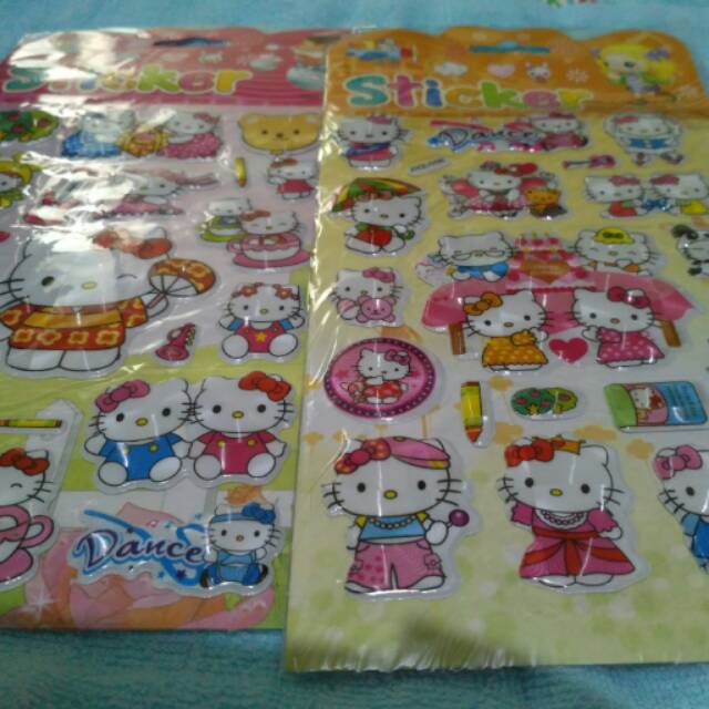 

Sticker/stiker timbul/tebal/kualitas karakter hello kitty, dora, angrybird,thomas,monyet,strawbbery