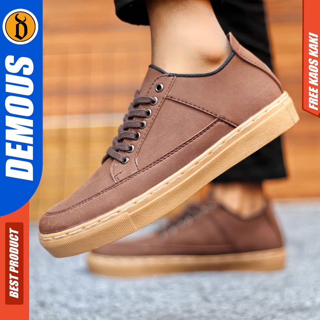 Sepatu Sneakers Pria Sepatu Casual Pria Kulit Pu Sepatu Kerja Kuliah Kondangan Sepatu Hitam Pria DEMOUS FANA