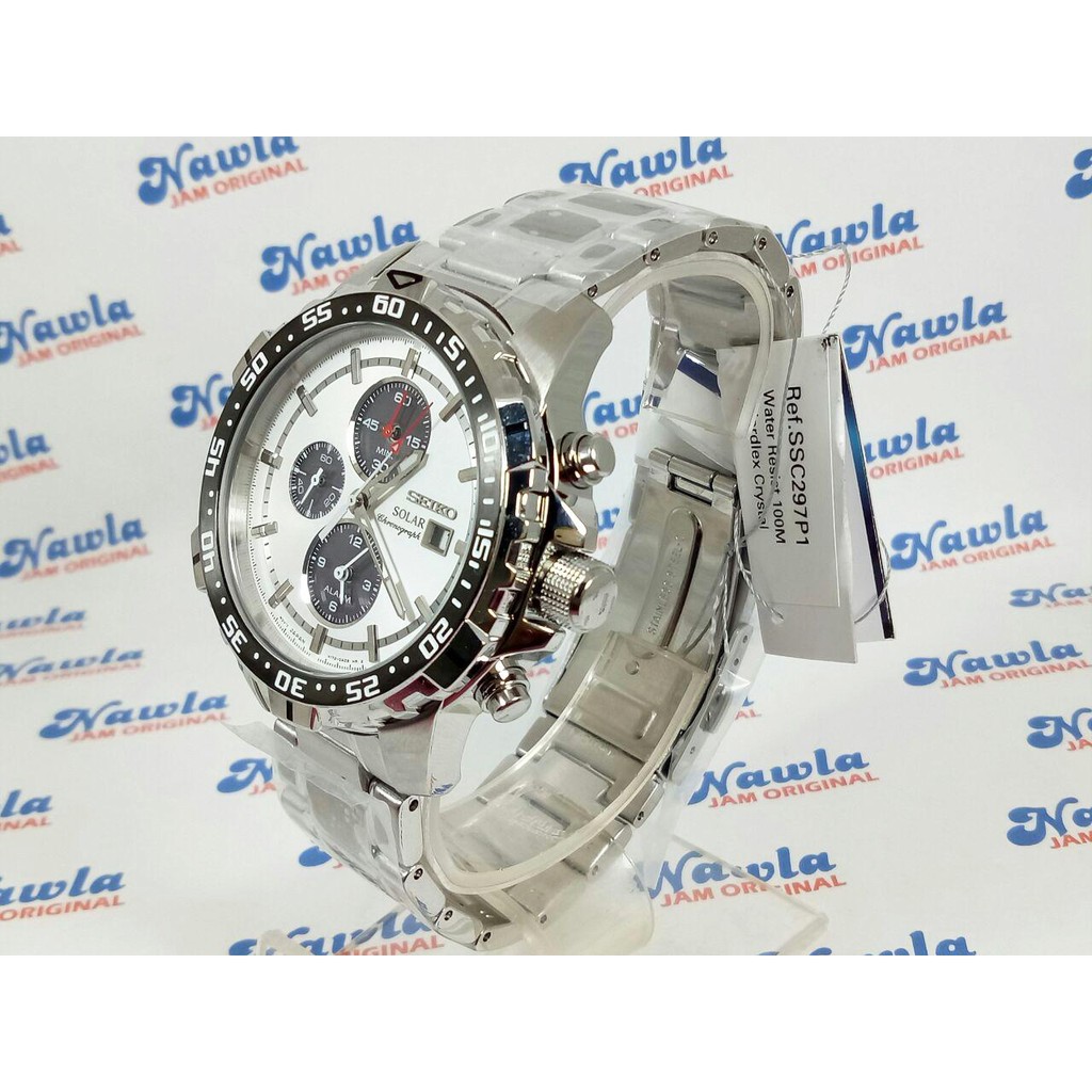 Seiko Solar SSC297P1 Chronograph White Dial - Jam Tangan Pria SSC297