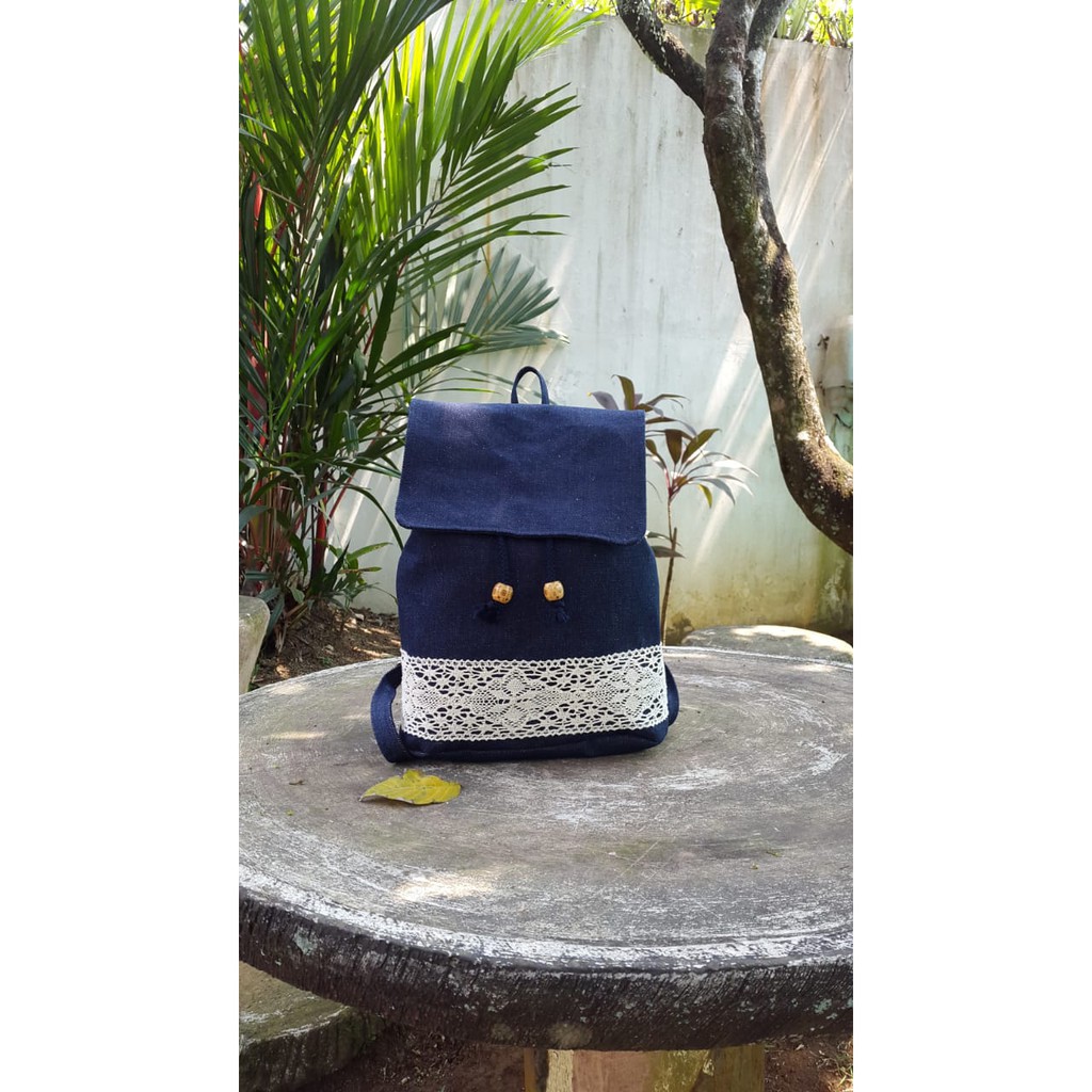 TAS RANSEL KANVAS DENIM HEEJOU MEDIUM VINTAGE