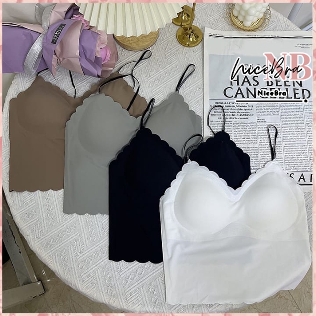 Nicebra Bra Sport Wanita Dengan Model Bergelombang Dan Bahan Tipis Bergaya Sporty Tanktop bra 1091