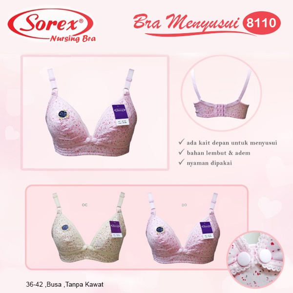 Bra Sorex 8110 BH Wanita Menyusui Busa Tanpa Kawat Kancing Depan