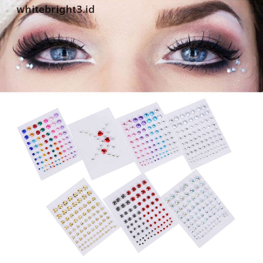 (whitebright3.id) Stiker Kristal Berlian Imitasi Glitter Untuk Makeup / Kosmetik Mata