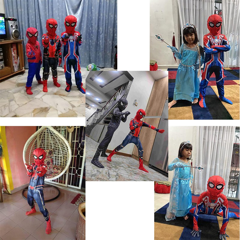 2023 Christmas and Halloween Kostum Cosplay Iron Spiderman Untuk Kostum Anak Kostum spiderman  + Topeng