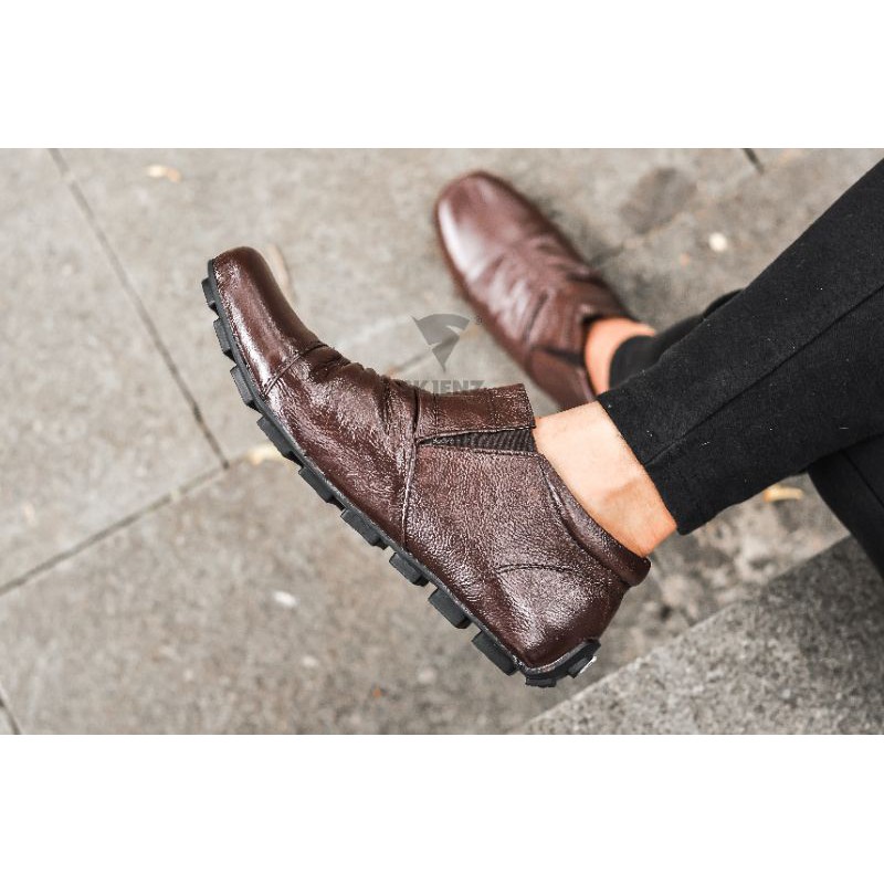 Sepatu Casual Slip On Mocassin Pria Plasma Kulit Sapi Asli