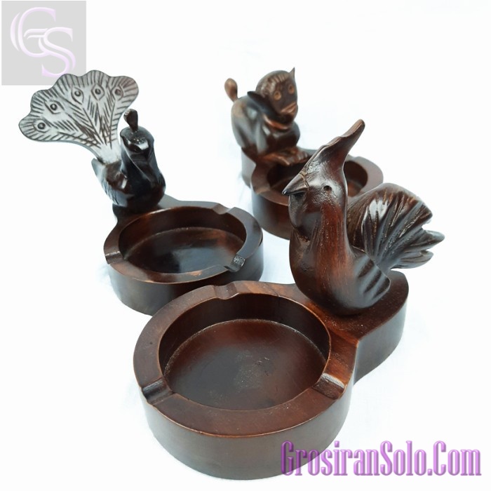 [GS-Kayu] Jual Asbak Model Ukir Hewan Kerajinan Kayu Jati