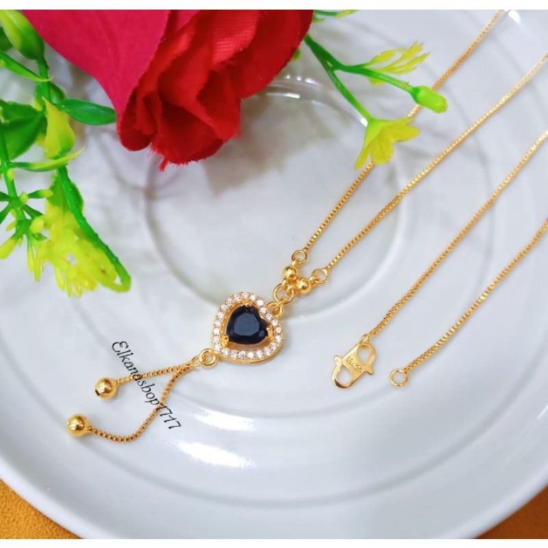 KALUNG LOVE PERMATA BLACK MOISSANITE LAPIS EMAS18K ANTI KARAT