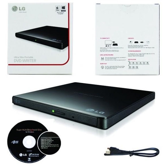 DVD RW External Slim Portable Optical Drive - LG / Samsung