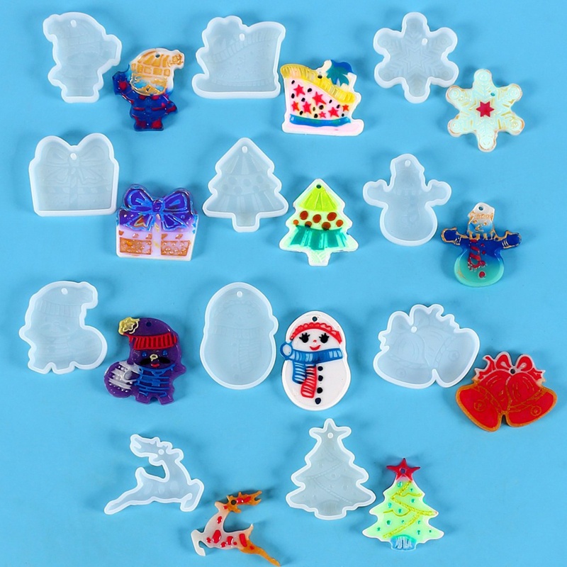 Siy Cetakan Epoxy Resin Glossy Seri Natal Untuk Gantungan Kunciperhiasan DIY