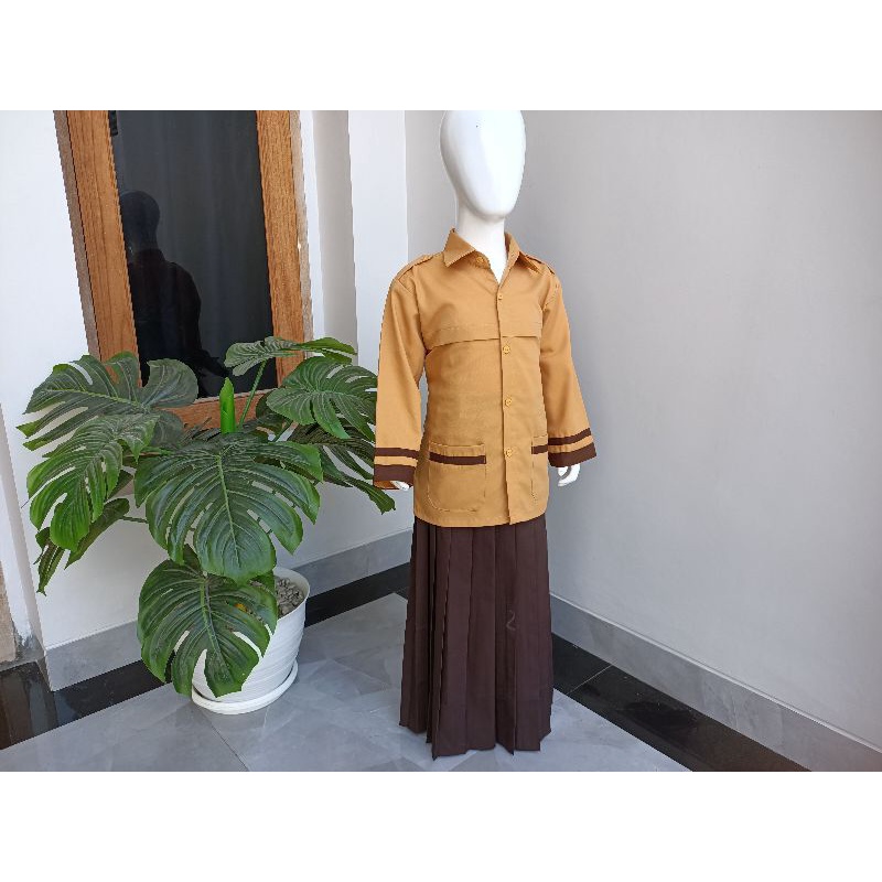

seragam sekolah atasan Pramuka plirit baju coklat SD Seragam Pramuka Siaga Lengan Pendek dan panjang