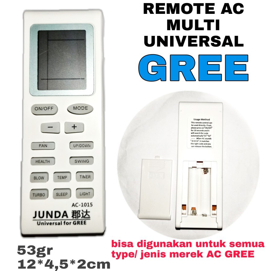 REMOTE AC MULTI UNIVERSAL GREE JUNDA AC-1015