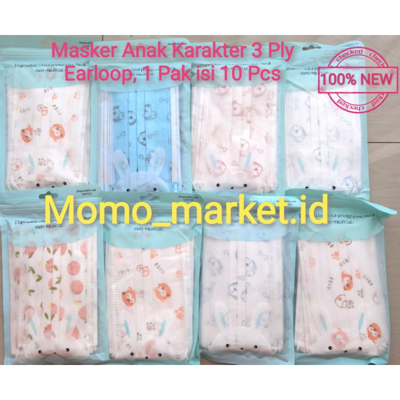 Masker Anak Earloop 3 Ply isi 10 Pcs