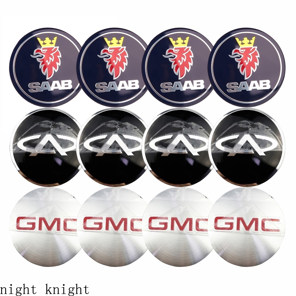 4pcs Stiker Emblem Badge Logo Night Knight Saab Gmc Chery 56mm Untuk Velg Hub Mobil