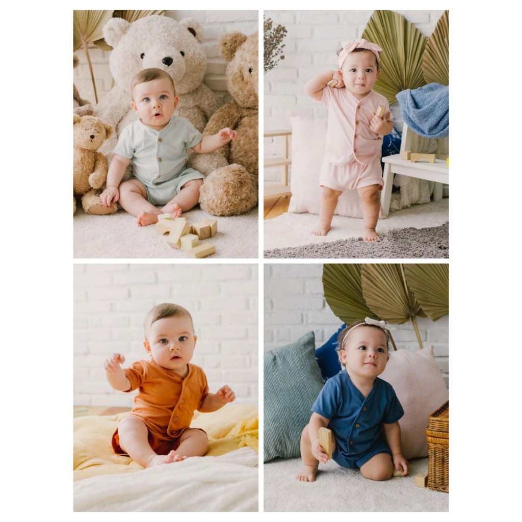 KOTTONVILLE Setelan Piyama Anak Pakaian anak piyama bayi Takoyakids Essentials Jun Short Sleeves