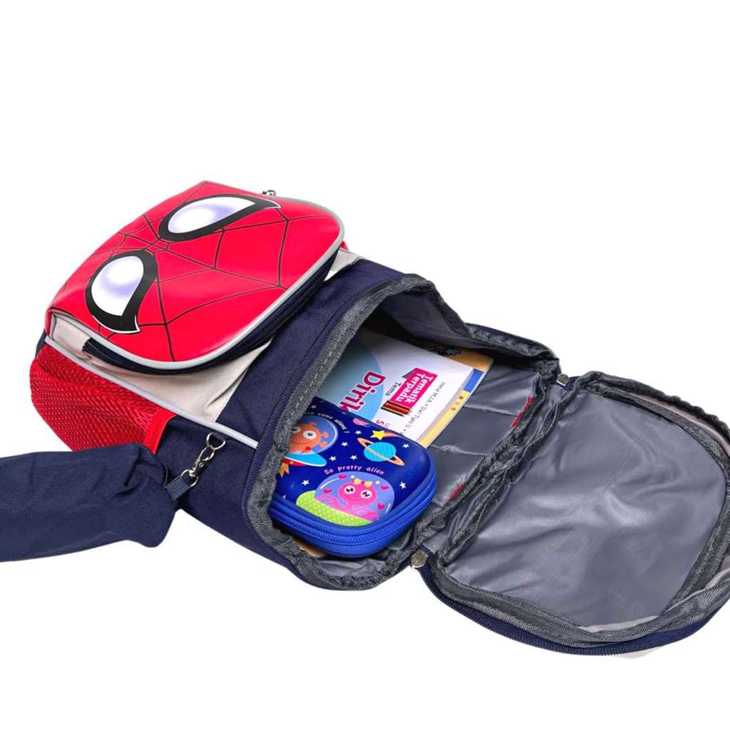 Skoola Tas Sekolah Anak Laki - Laki TK Ransel Spiderman Pouch - Hiro