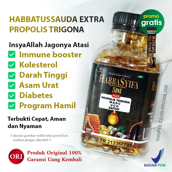 Habbatussauda Oil Habatusauda Extra Propolis Trigona Gold Original 100 200 Kapsul