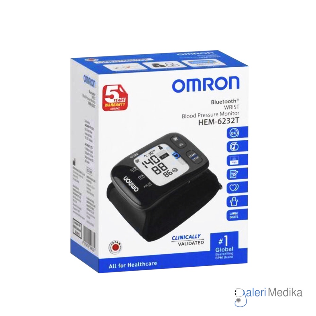 Tensimeter Digital Pergelangan Tangan Omron HEM-6232T / HEM 6232 T / HEM6232T - Omron Connected Bluetooth