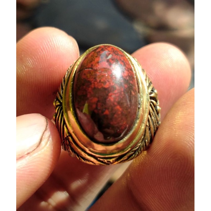 Cincin Batu Akik BADAR BESI MERAH KEBUMEN asli batu bukan sintetis garut king safir pirus jamrud