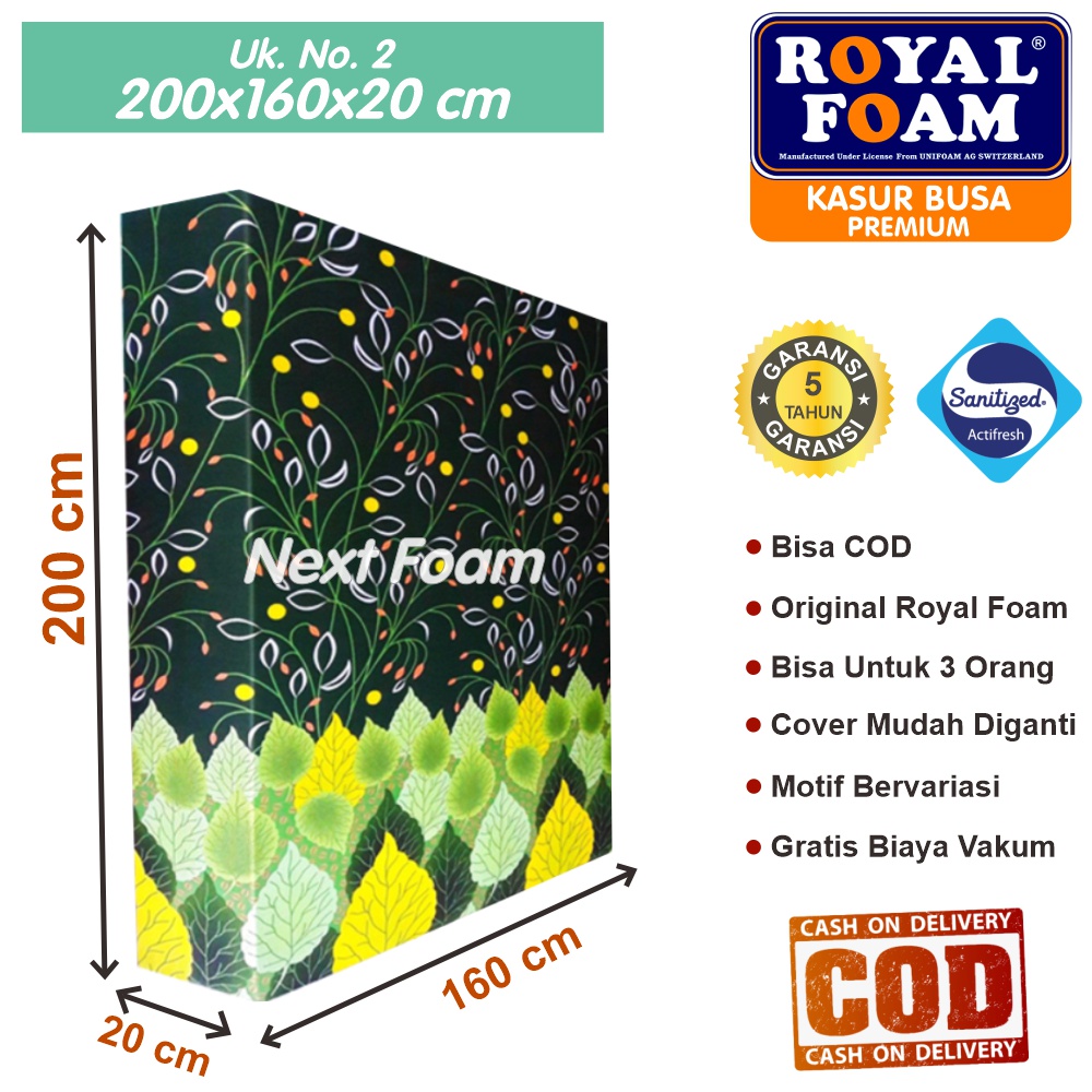 Kasur Busa Royal Foam Ukuran No 2 200x160x20 cm Tebal 20 cm D16 ORIGINAL Garansi 10 Tahun