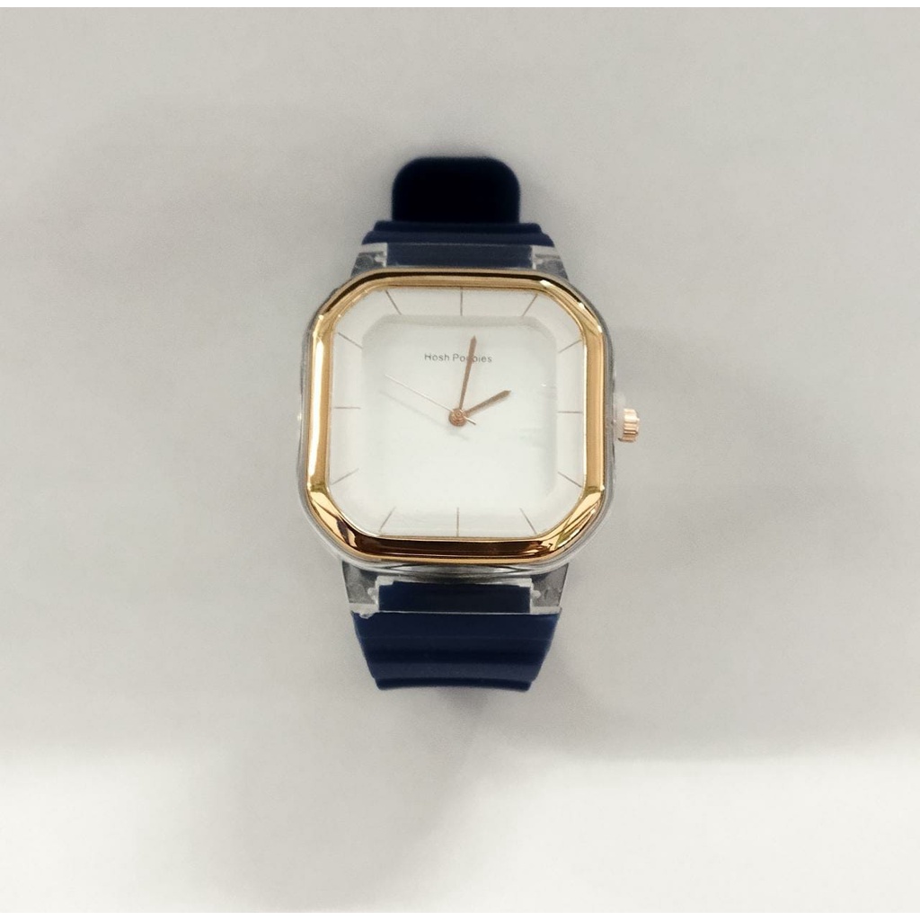 ⭐Bobastore⭐ JT036 jam wanita hosh poppies kotak rubber crono off type hp60-PUTIH BIRU