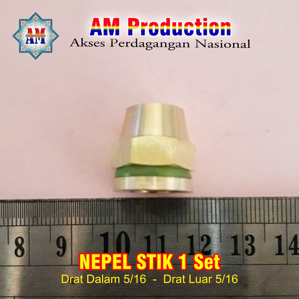 Nepel Stik Pertanian, Nepel untuk Stik, Mur Stik, Baut Stik, Drat Dalam 5/16, Drat Luar 5/16