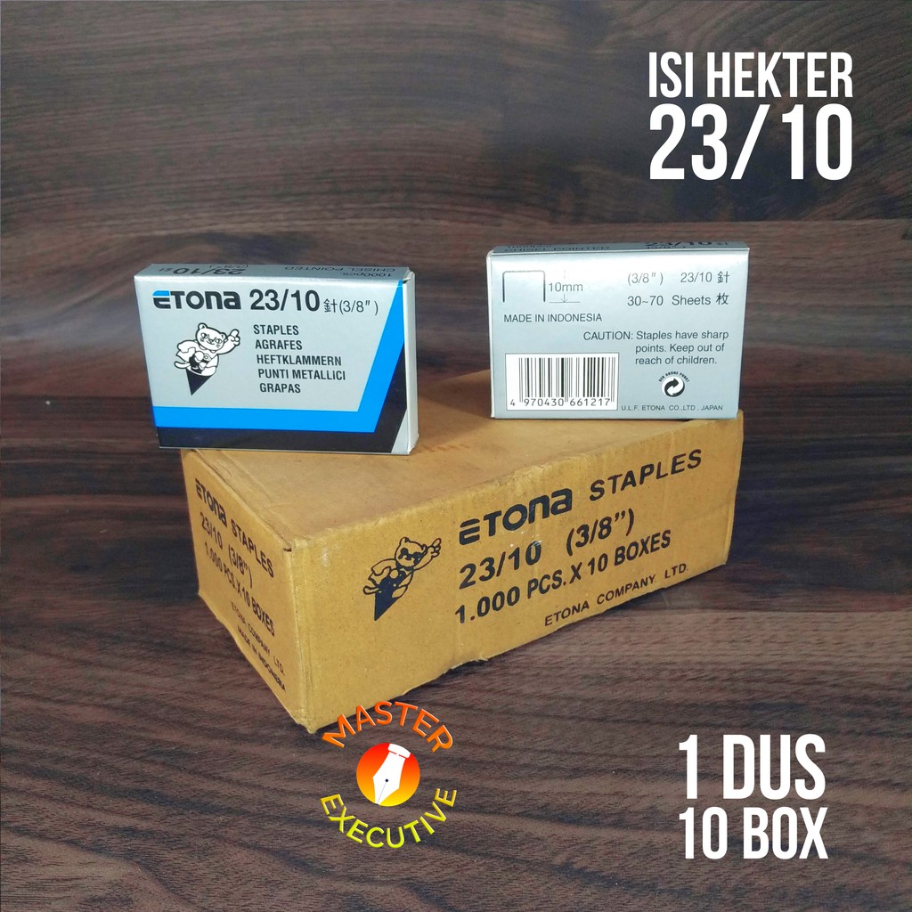 [Dus - 10 Box] Etona 23/10 - 3/8 &quot; Isi Staples - Hekter Stapler Jilid