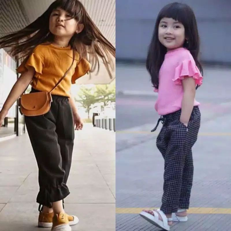 Atasan ilona Ruffle Tee Baju Anak Perempuan 2 3 4 Tahun Baju rajut anak