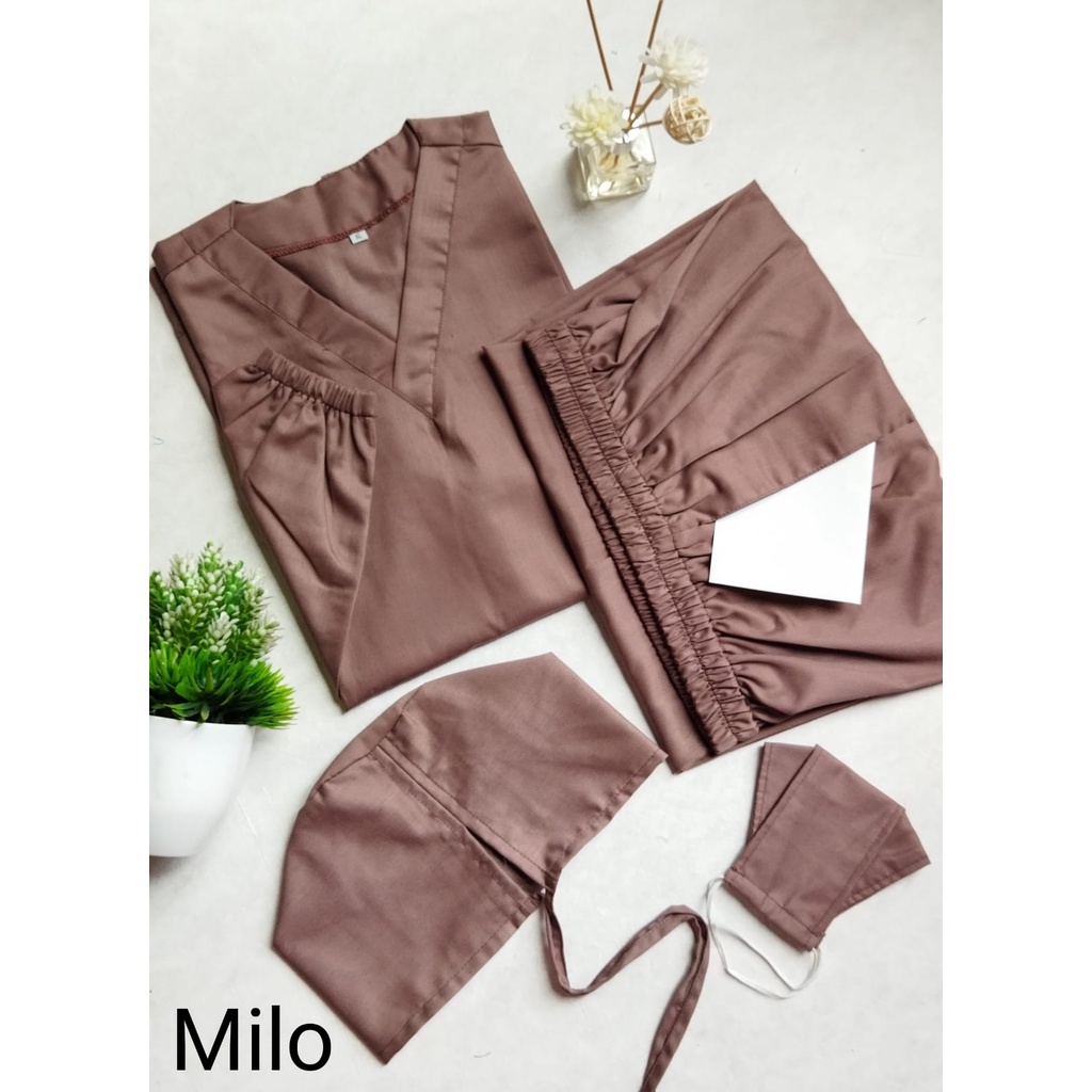 Baju OK OKA dokter jaga perawat petugas medis lengan PANJANG KARET ukuran S M L XL XXL-Milo